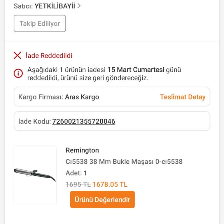 Trendyol'dan Aldığım Maşa İade Sorunu