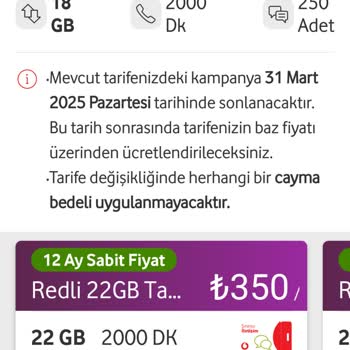 Vodafone Fatura Artışı Ve Uygun Tarifeye Geçiş Talebi