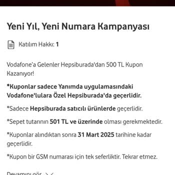 Vodafone'un Hediye Kuponu Taahhüdünü Yerine Getirmemesi