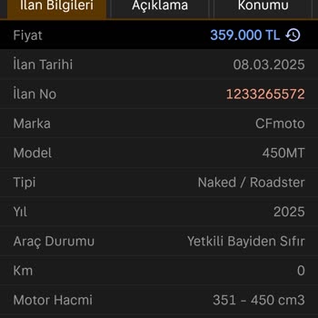 CFMOTO 450MT Fiyat Farkı Sorunu