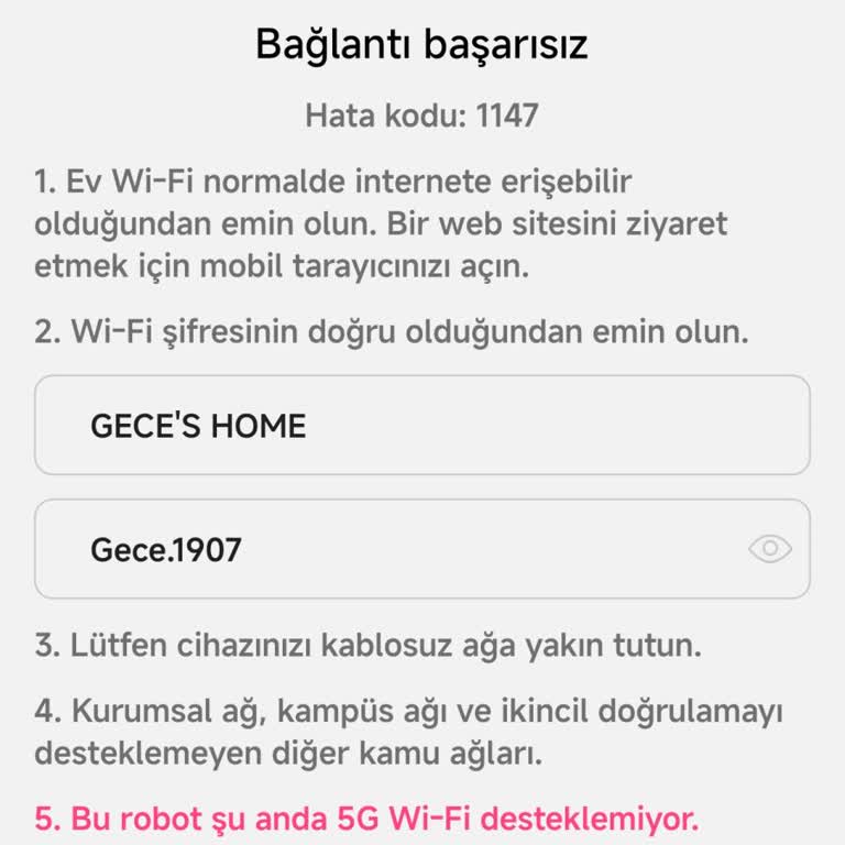 Robot Süpürge Wi-Fi Bağlantı Sorunu