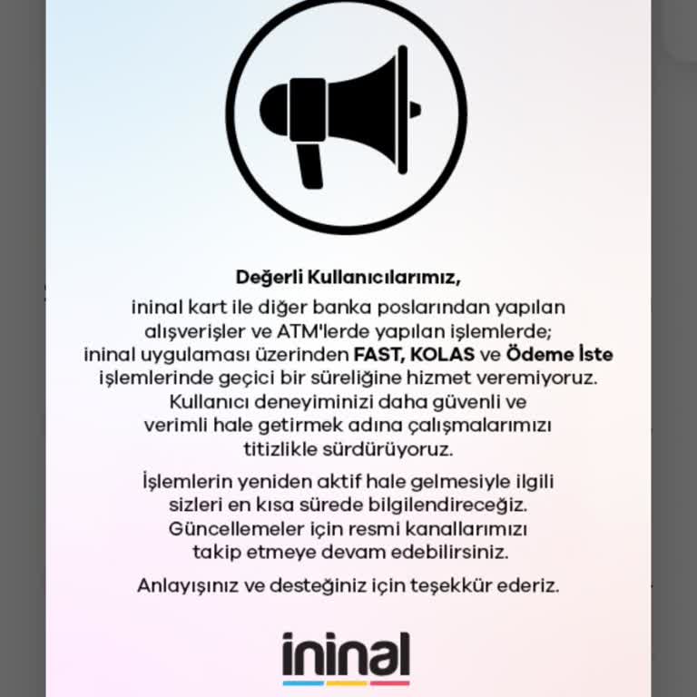 İninal Kartla Alışveriş Engeli