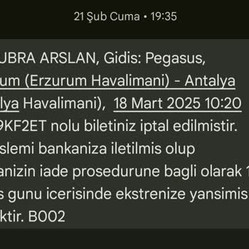 Pegasus Bilet İptali Sonrası Mağduriyet