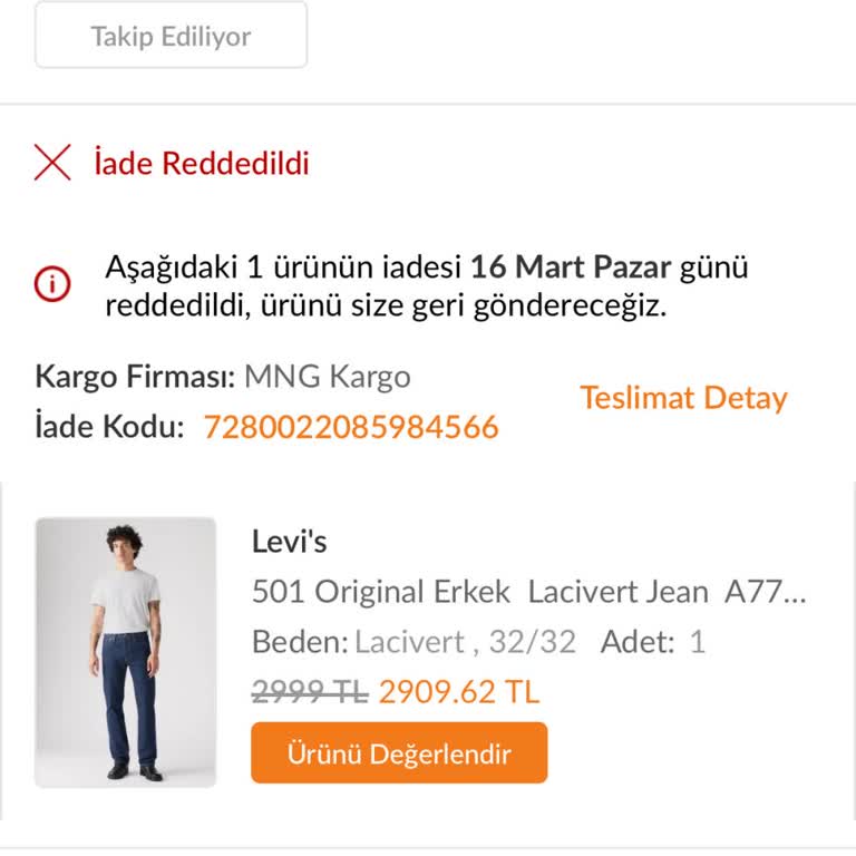 Trendyol'dan Aldığım Levis 501 Ürününde Yaşadığım Sorunlar