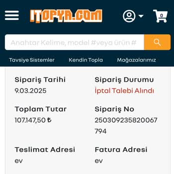 İptal Edilemeyen Sipariş Ve Uzayan Bekleyiş