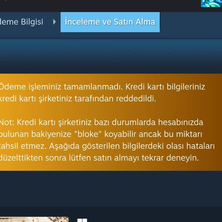 İninal Kartla Steam'de Ödeme Sorunu