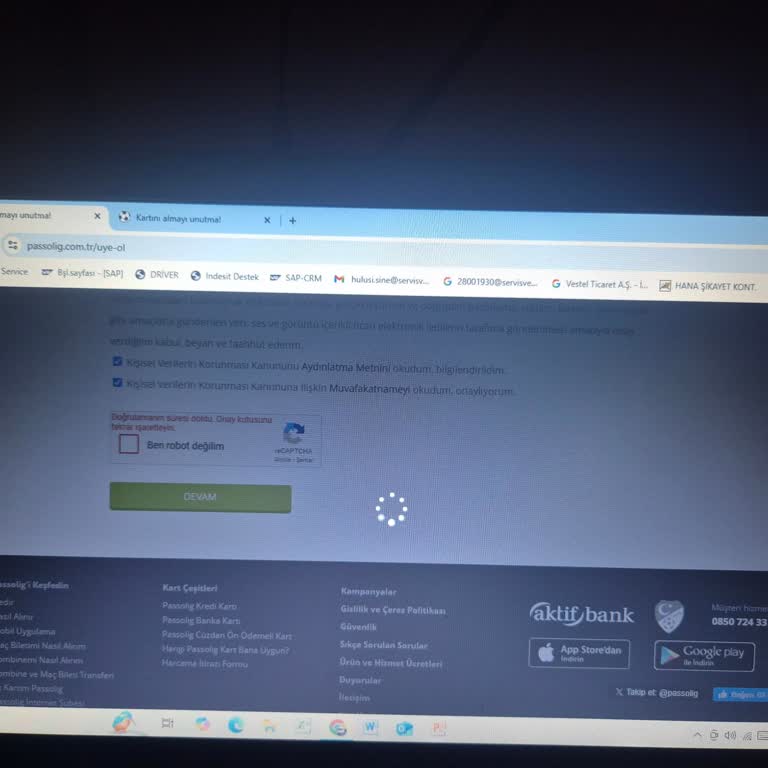 Passolig Üye İşlemlerinde Sürekli Donma Sorunu