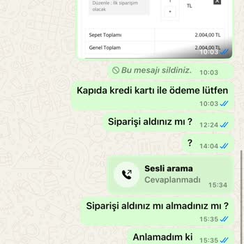 Kuruyemiş Siparişinde İletişim Sorunu Ve Cevapsız Mesajlar