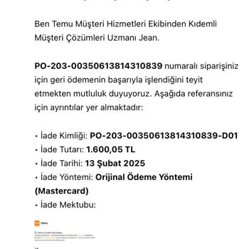 Temu Uygulamasında İptal Edilen Siparişin Para İadesi Sorunu