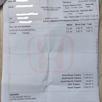 Honda Servisinde Sorunlu Bakım Ve Haksız Ücret Talebi