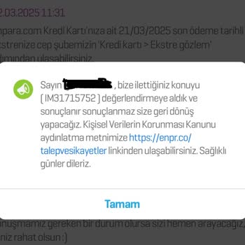 Enpara'nın Taksitlendirme Sözünü Tutmaması