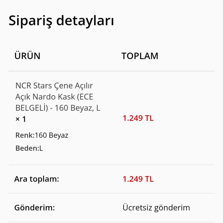 Sipariş Edilen Kaskın Teslim Edilmemesi