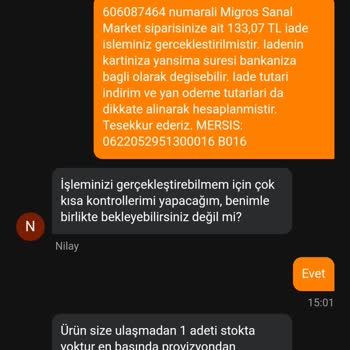 Migros Sanal Market Sipariş Sorunu Ve İade Karmaşası