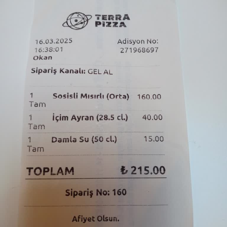 Terra Pizza'da Sodexo Kart Sorunu