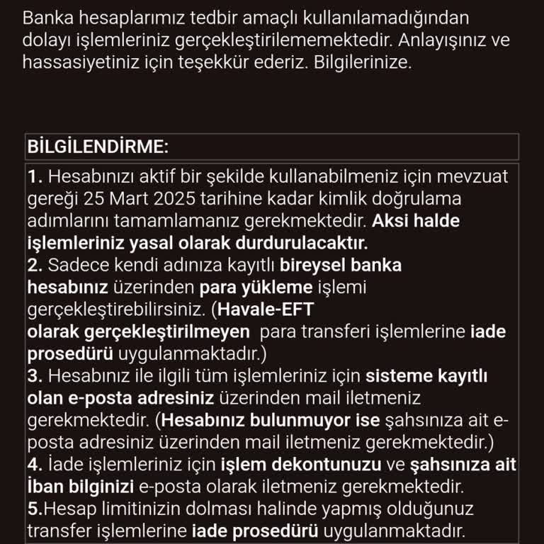 Banka Hesabı Transfer Sorunu Ve Yetersiz Destek
