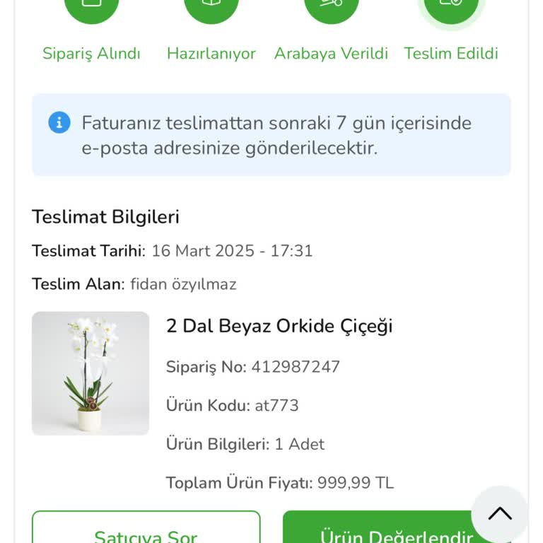 Teslim Edilmeyen Çiçek Siparişi Mağduriyeti