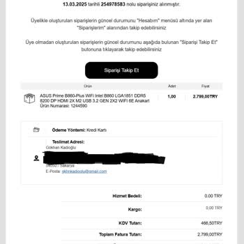 Yanlış Anakart Gönderimi Ve Sipariş Değişikliği Sorunu
