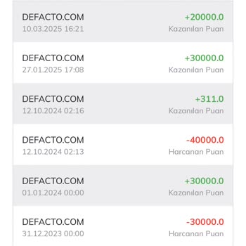 DeFacto Gift Puanlarımı Kullandırmadı