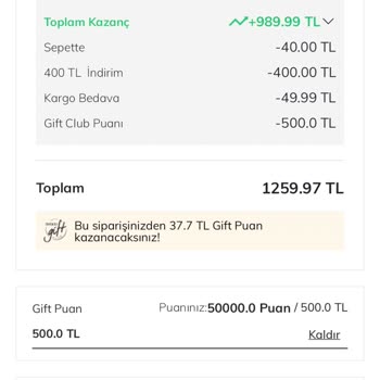 DeFacto Gift Puanlarımı Kullandırmadı