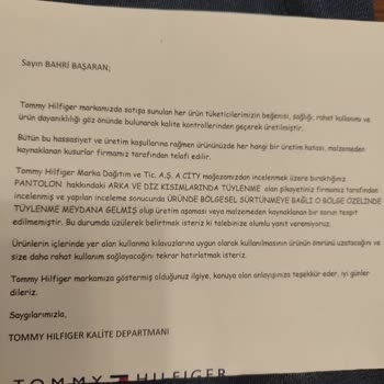 Tommy Hilfiger Ürününün Kalitesizliği Ve Müşteri Hizmetleri Hayal Kırıklığı