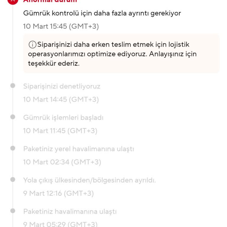 Eksik Bilgi Nedeniyle Kargom Gönderilmiyor