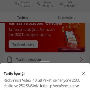 Vodafone Red Paket İçeriği Hakkında Yanıltıcı Bilgilendirme