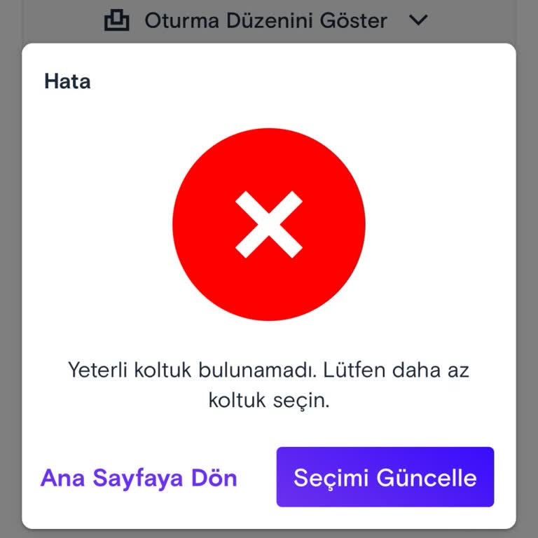 Mobilette Bilet Alımında Sürekli Hata Sorunu