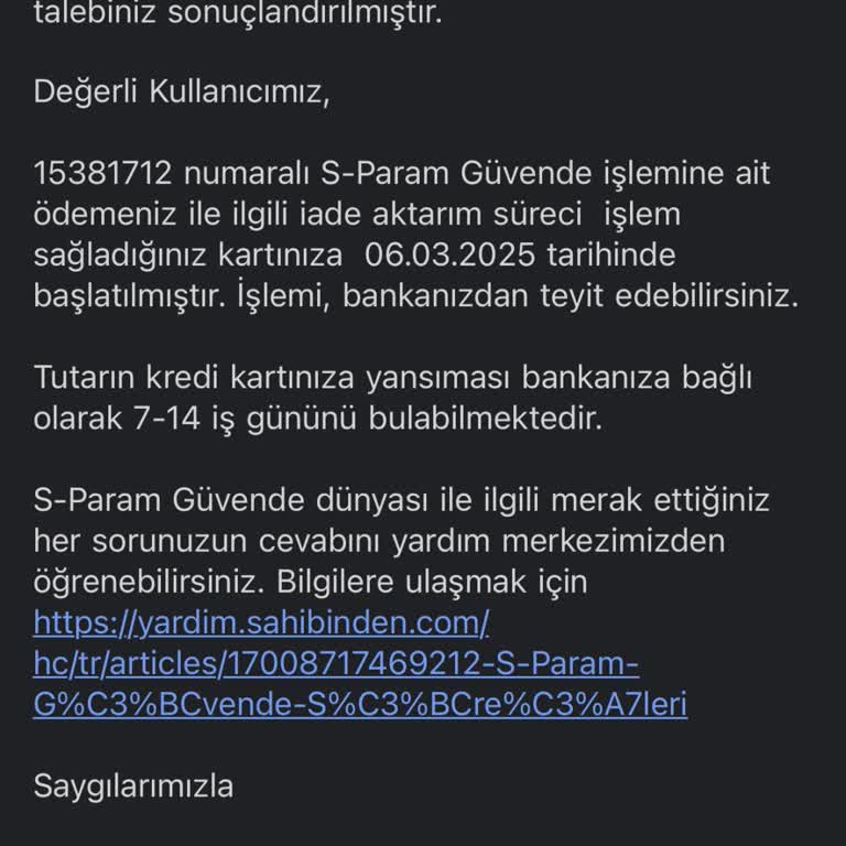 Para İadesinde Sorun Yaşıyorum
