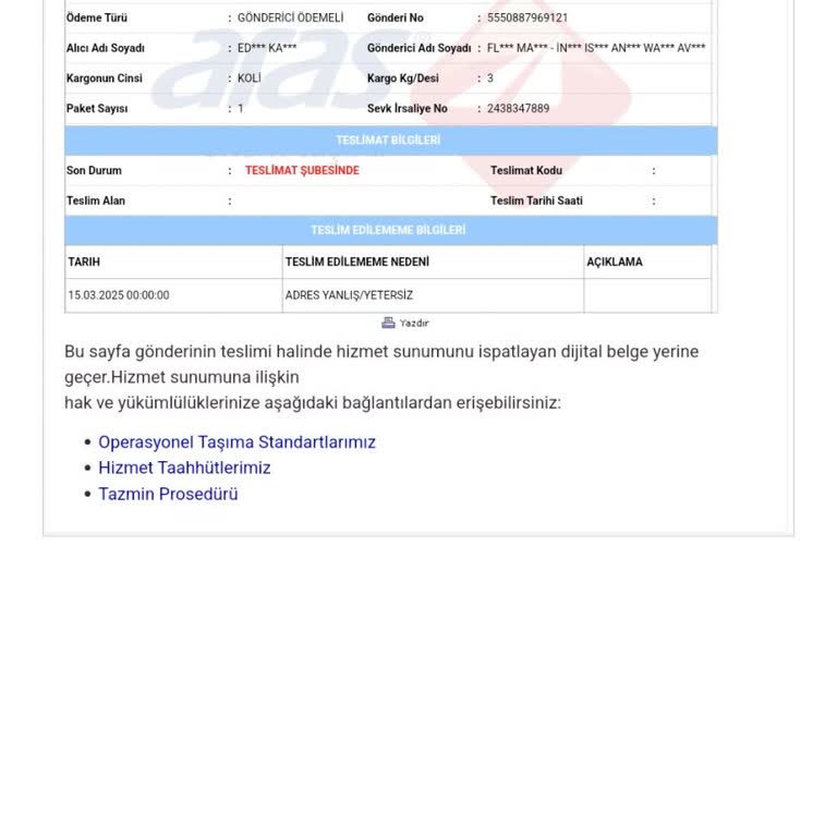 Aras Kargo'nun Adres Bulma Sorunu Ve Teslimat Eksikliği