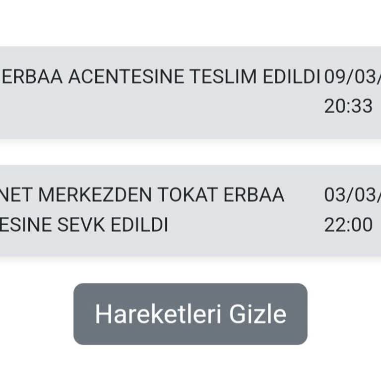 Kuryenet Erbaa Şubesinde Bekleyen Gönderim