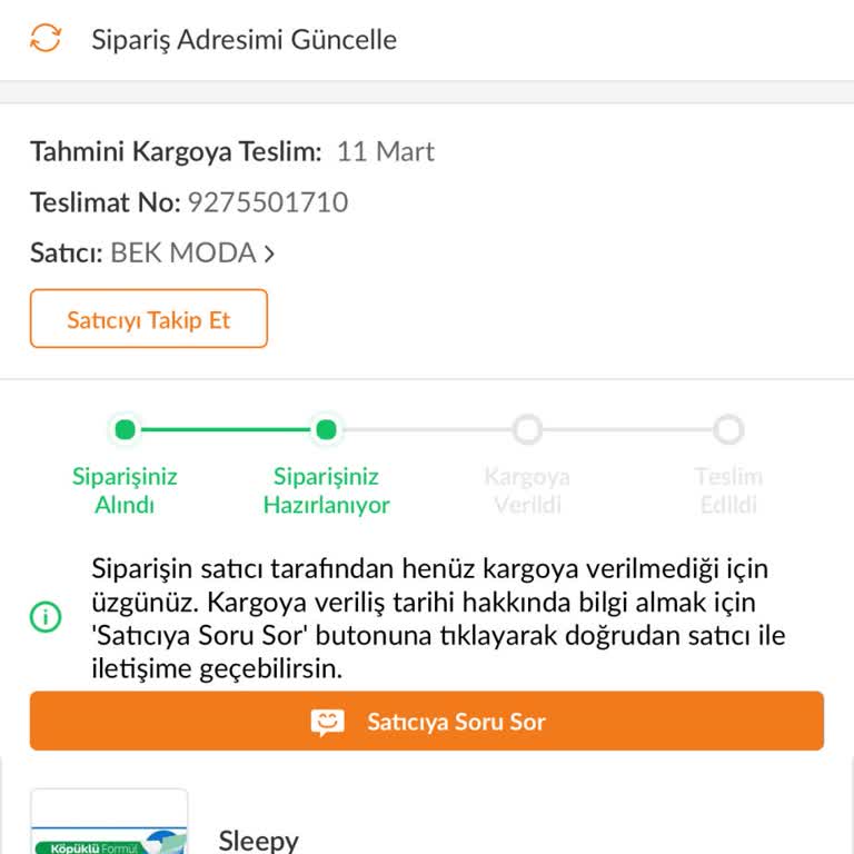 Trendyol'da Sipariş Hazırlanma Süreci Sorunu