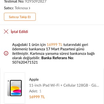 Yanlış Fiyat Girişi Nedeniyle İptal Edilen İpad Siparişi