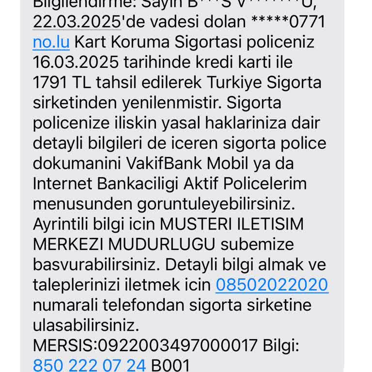 Kart Koruma Sigortası İptal Edilemiyor