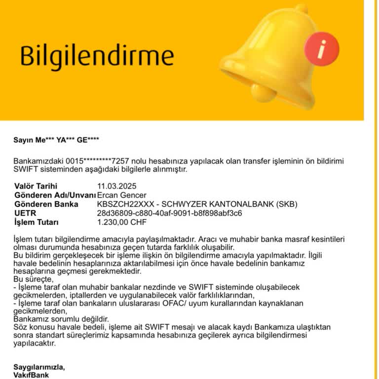 SWIFT İşleminde Gecikme Ve Bilgi Eksikliği