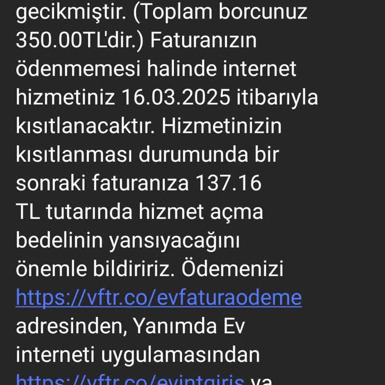 Kapatılan İnternet Hattı İçin Devam Eden Fatura Bildirimleri