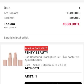 Sephora Alışverişimde İptal Edilen Sipariş Ve İade Sorunu