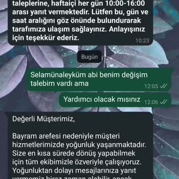 Değişim Taleplerine Cevap Alamıyorum
