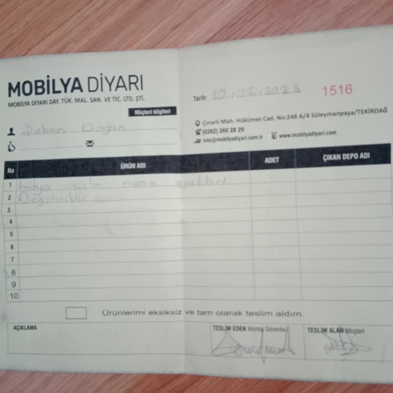 Yemek Odası Takımı Teslimat Ve Onarım Sorunları