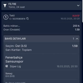 Bahis Sitesinin Sarı Kart Sayımındaki Tutarsızlık