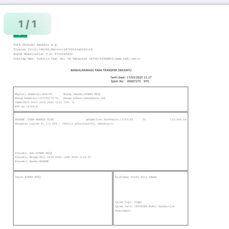 Yanlış Alıcı Adı Nedeniyle İptal Edilen EFT'nin İadesi Bekleniyor