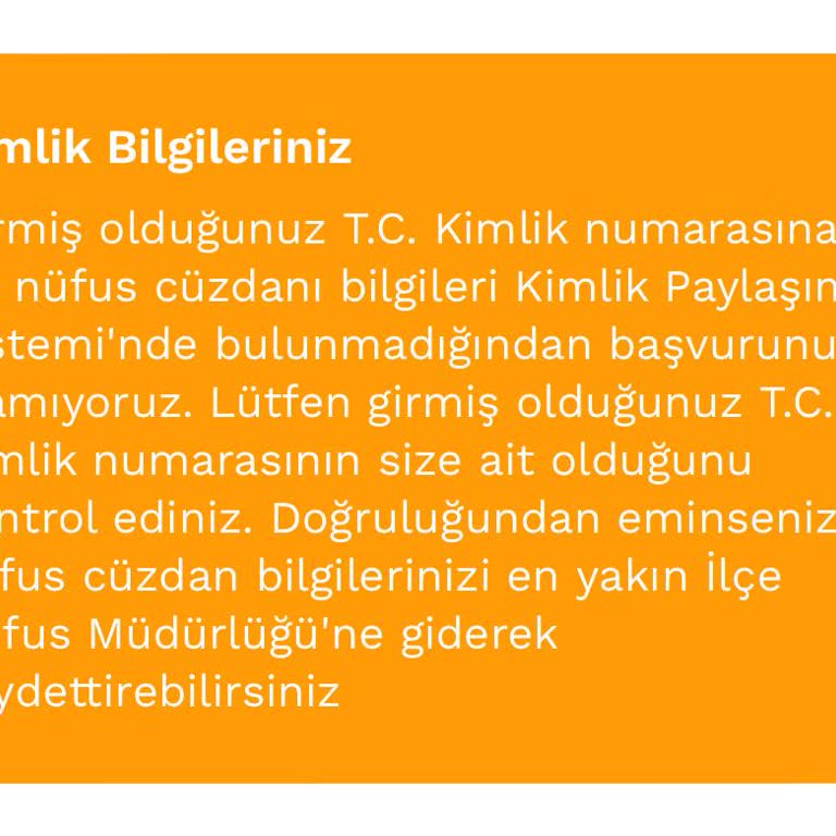 Kimlik Bilgileri Hatası Nedeniyle Kredi Başvurusu Yapılamıyor