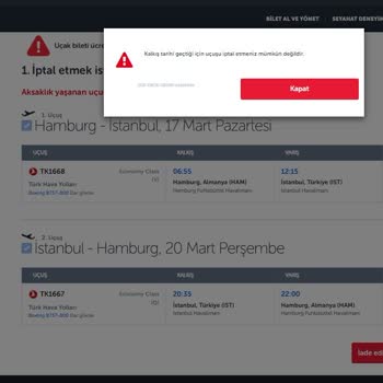 THY Bilet İptali Ve İade Sorunu