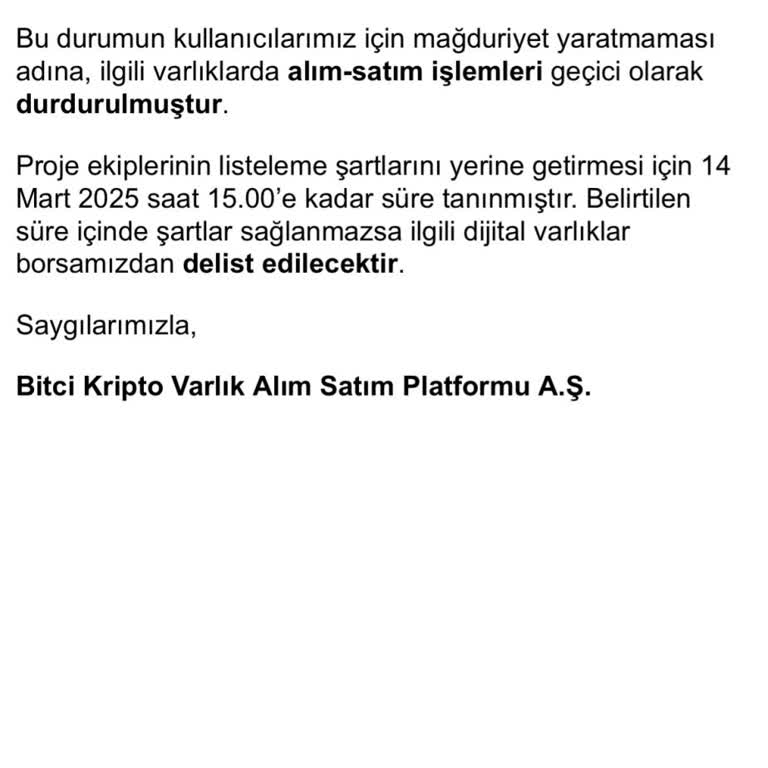 Bitci Kripto Şirketinde GBT Silinmesi Ve Delist Tehdidi