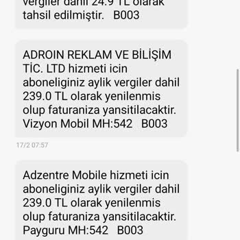 Adzentre Mobil Ödeme Abonelik Sorunu Ve İade Talebi