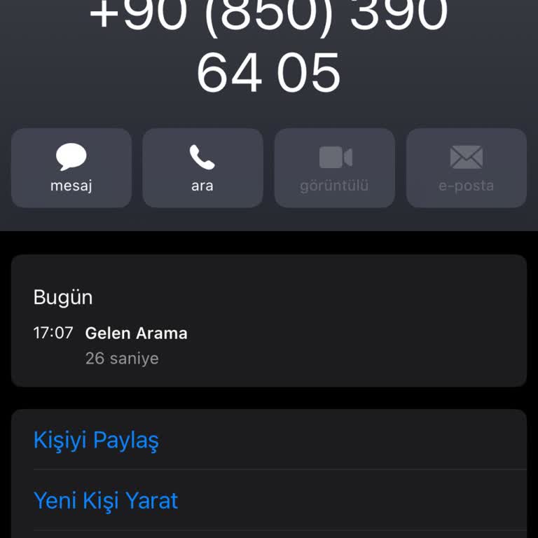 08503906405'ten Gelen Rahatsız Edici Arama