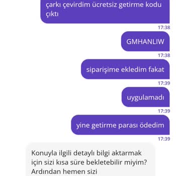 Getir'de Ücretsiz Getirme Sorunu
