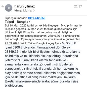 Uçuş Bileti Değişiminde Fahiş Fiyat Talebi
