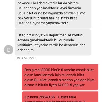 Uçuş Bileti Değişiminde Fahiş Fiyat Talebi