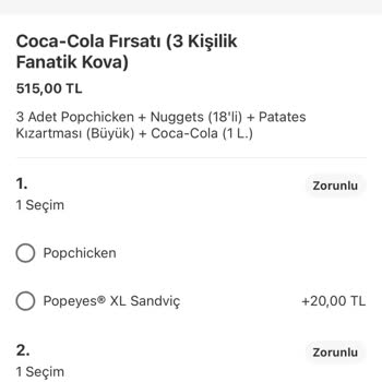 Popeyes Siparişimde Eksik Ve Küçük Ürünler