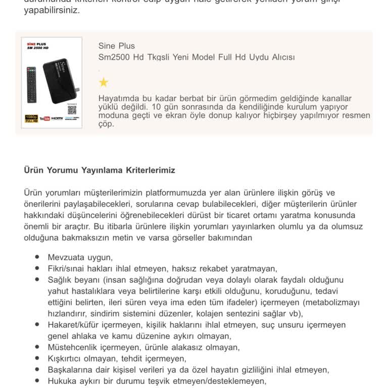 Trendyol'da Yorum Sansürü